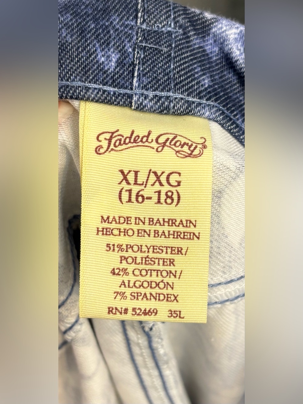 Faded Glory Two Tone Blue Floral Print Jeggings Women’s Size XL 16-18 NWOT - Picture 4 of 5
